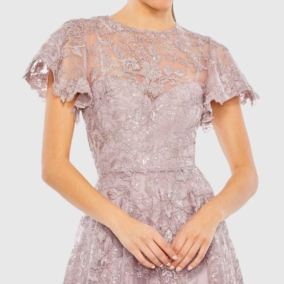 MAC DUGGAL  50665 Womens Embroidered High Neck Cap Sleeve A Line Gown - Picture 3 of 15